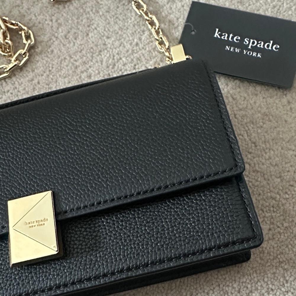 Kate Spade Black Crossbody with Gold Chain - Picture 3 of 8